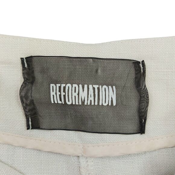 Reformation Wrap Skirt Womens Small Beige Linen Blend Fringed Retro Beach - Picture 7 of 11